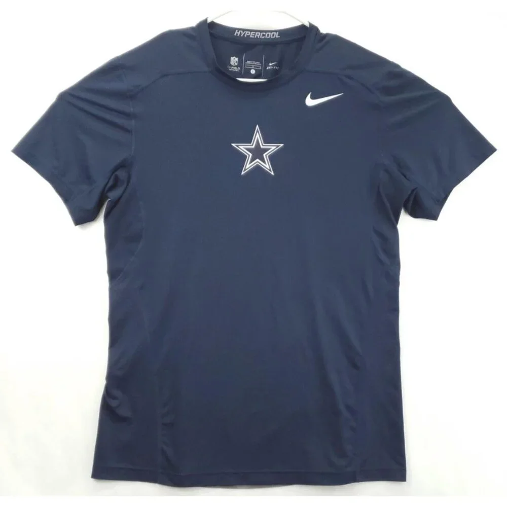Nike Dallas Cowboys Shirt Mens Large Blue Dri-Fit Hypercool Stretch Crew Neck